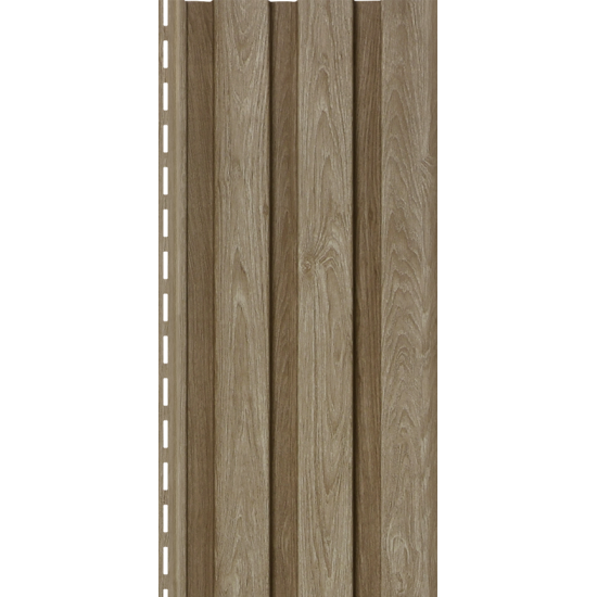 САЙДИНГ ВЕРТИКАЛЬНЫЙ РЕЙКА ФАСАДНАЯ ОРЕХ СВЕТЛЫЙ 3000х275мм ТИМБЕР-БЛОК Ю-ПЛАСТ