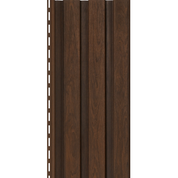 САЙДИНГ ВЕРТИКАЛЬНЫЙ РЕЙКА ФАСАДНАЯ ОРЕХ ТЕМНЫЙ 3000х275мм ТИМБЕР-БЛОК Ю-ПЛАСТ