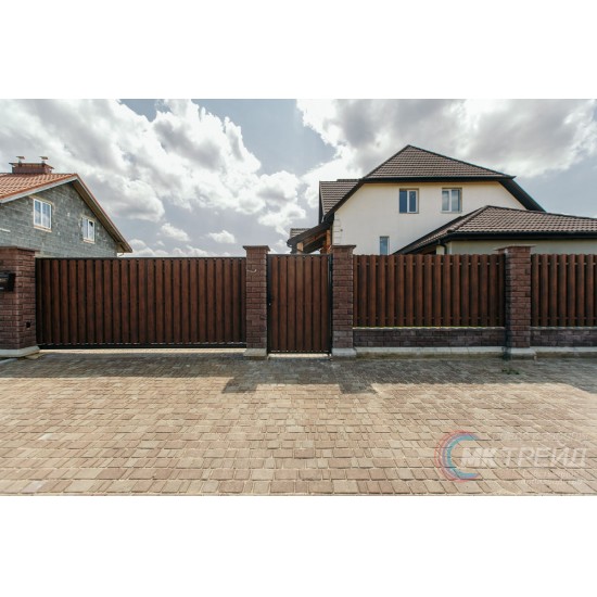 ШТАКЕТНИК ЕВРОПЛАНКА 130мм ТЕМНЫЙ ДУБ ДВУСТОРОННИЙ ПОД ДЕРЕВО МК-ТРЕЙД