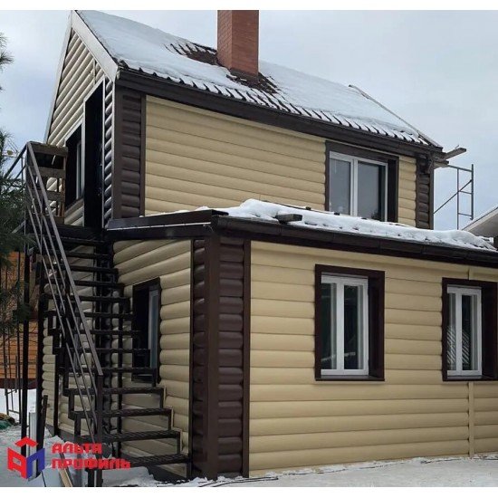 САЙДИНГ АКРИЛОВЫЙ БЛОК-ХАУС ПРЕМИУМ ОРЕХ ТЕМНЫЙ ВН-02 3100х320мм АЛЬТА-ПРОФИЛЬ