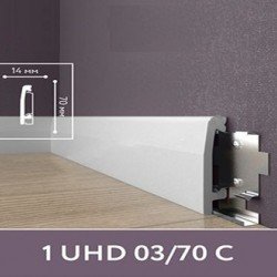 ПЛИНТУС НАПОЛЬНЫЙ ДЮРОПОЛИМЕРНЫЙ UHD 03/70С 2400х70мм на клей/клипсу SOLID