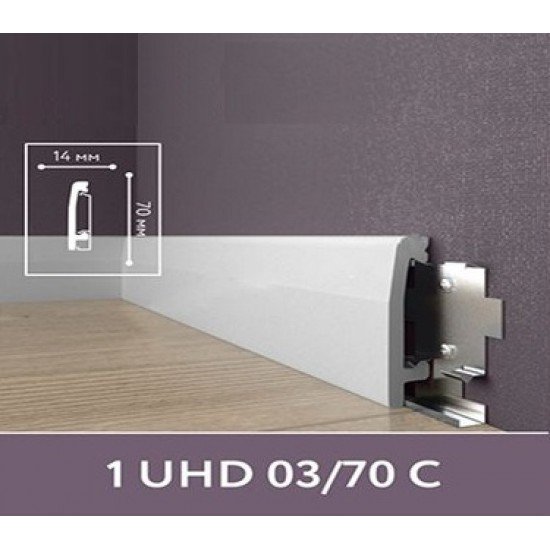ПЛИНТУС НАПОЛЬНЫЙ ДЮРОПОЛИМЕРНЫЙ UHD 03/70С 2400х70мм на клей/клипсу SOLID