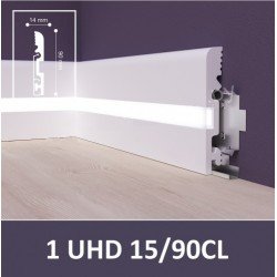 ПЛИНТУС ДЮРОПОЛИМЕРНЫЙ UHD 15/90CL 2000х90мм с LED рассеивателем на клей/клипсу SOLID