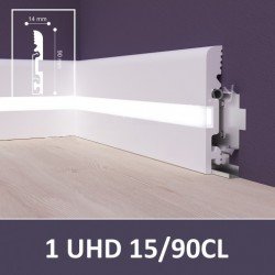 ПЛИНТУС ДЮРОПОЛИМЕРНЫЙ UHD 15/90CL 2000х90мм с LED рассеивателем на клей/клипсу SOLID