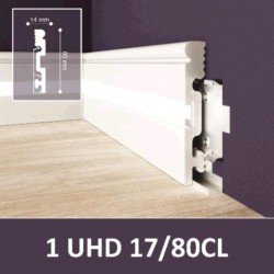 ПЛИНТУС ДЮРОПОЛИМЕРНЫЙ UHD 17/80CL 2000х80мм с LED рассеивателем на клей/клипсу SOLID