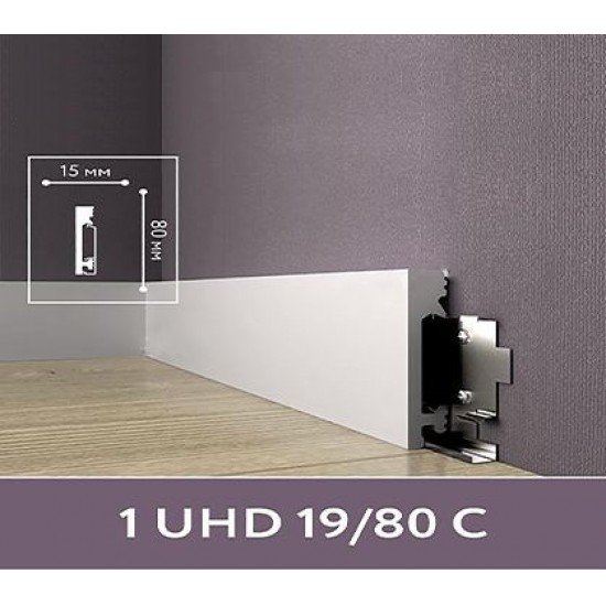 ПЛИНТУС НАПОЛЬНЫЙ ДЮРОПОЛИМЕРНЫЙ UHD 19/80С 2400х80мм на клей/клипсу SOLID