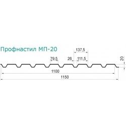 ПРОФНАСТИЛ МП-20 ДЛЯ ЗАБОРА 0,35мм 2,0м