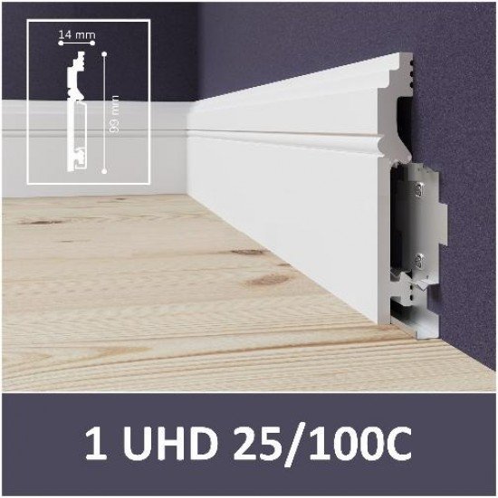 ПЛИНТУС НАПОЛЬНЫЙ ДЮРОПОЛИМЕРНЫЙ UHD 25/100С 2000х99мм на клей/клипсу SOLID