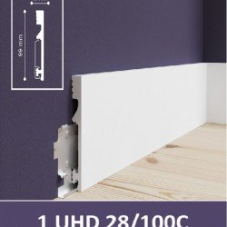 ПЛИНТУС НАПОЛЬНЫЙ ДЮРОПОЛИМЕРНЫЙ UHD 28/100С 2000х99мм на клей/клипсу SOLID