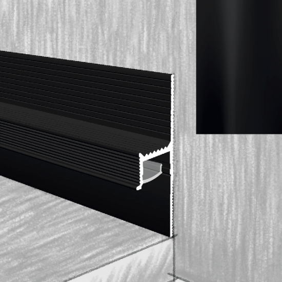 ПОТАЙНОЙ ПЛИНТУС АЛЮМИНИЕВЫЙ ПП95 ЧЕРНЫЙ 2500х95мм КТМ