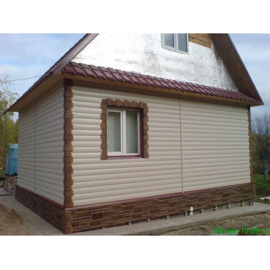 САЙДИНГ БЛОК-ХАУС БЕЖЕВЫЙ 3050х230мм Ю-ПЛАСТ