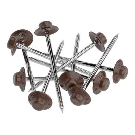 ГВОЗДИ КОРИЧНЕВЫЕ ДЛЯ ОНДУЛИНА С ЛИТЫМИ ШЛЯПКАМИ 75мм (УПАКОВКА 100шт)